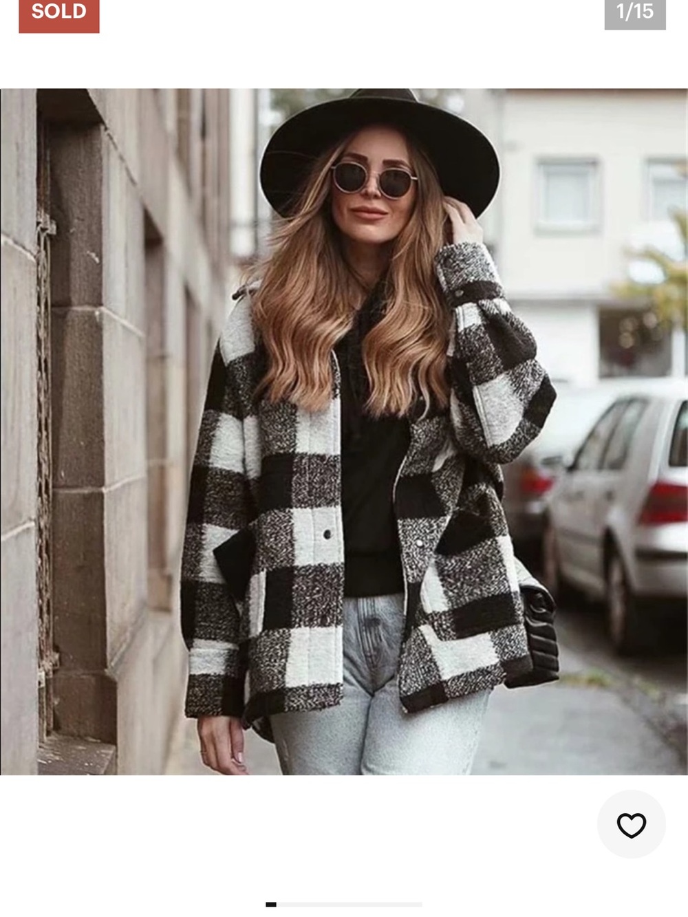 Women’s Black & White Plaid Jacket Coat